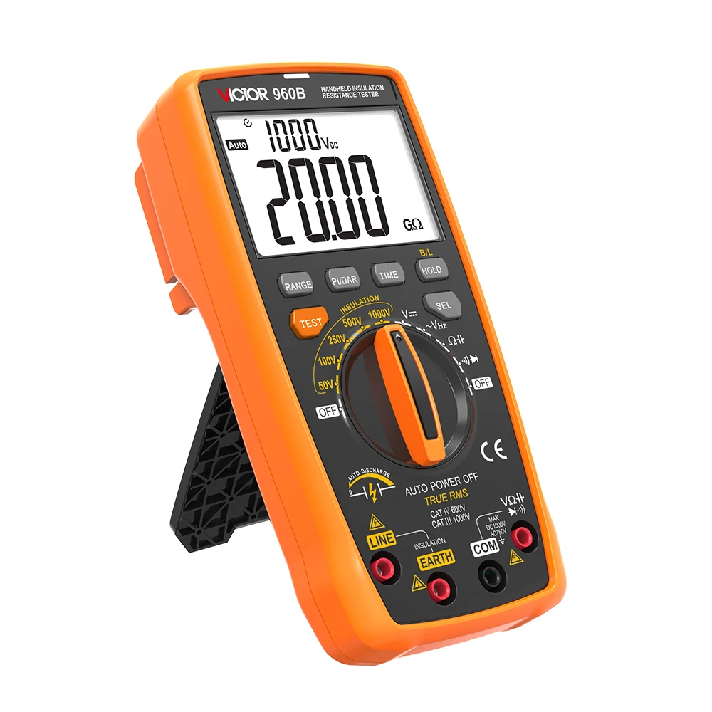VICTOR 960B DIGITAL INSULATION TESTER DIGITAL MULTIMETER Type-C Charging 20GΩ 1000V Capacitance Frequency Diode Meter